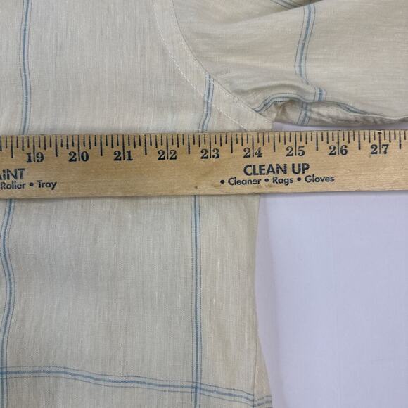 Tommy Bahama Relax Mens Large Linen Blue Button Up Shirt Window Pane - Picture 8 of 12